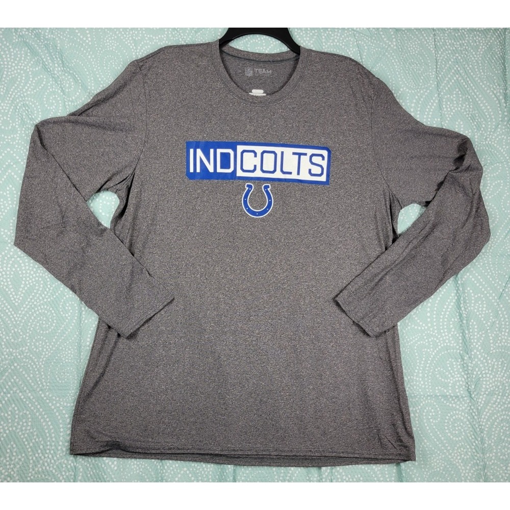 Indianapolis Colts XL Mens Long Sleeve Tee‎ NFL Team Apparel NWOT Gray Stretchy